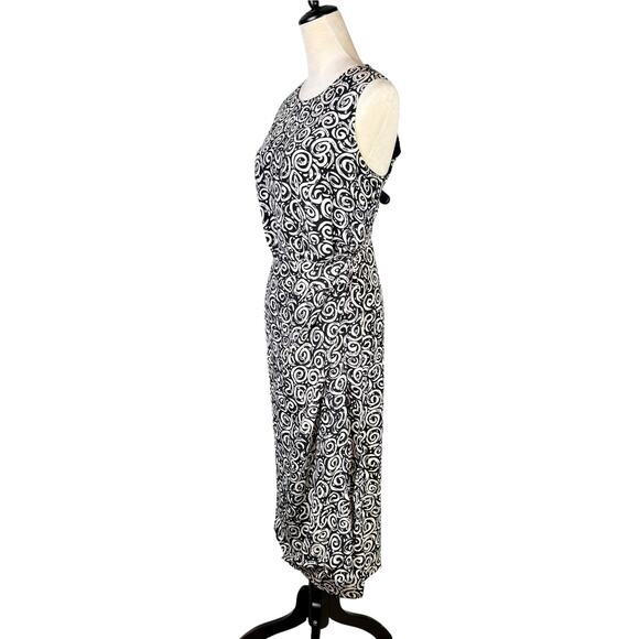 Spenser Jeremy Vintage Sleeveless 100% Silk Black and White Swirl Sheath Dress - Picture 3 of 9